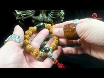 Bracelet en rudraksha- obsidienne oeil celeste- protection