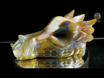 Crâne de dragon en géode de quartz – Souffle des profondeurs