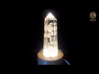 Pointe de Cristal de Roche Dragon – Gravure glyptique 3D