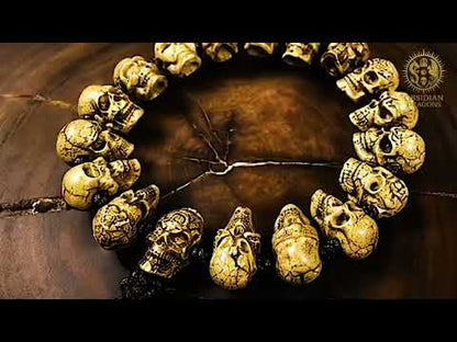 Bracelet crânes en bois de cerf sculptés à la main