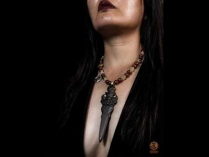 Collier talisman taoïste - épée de protection en jade noir
