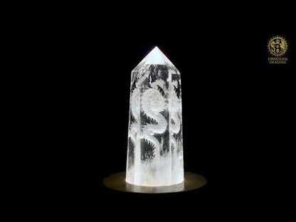 Pointe de Cristal de Roche Dragon – Glyptique – Intaille