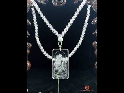 collier bouddhiste en cristal de roche gemme - Bouddha Acala