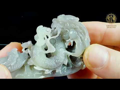 Dragon en jade naturel Hetian Yu - Œuvre artisanale unique