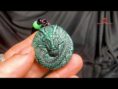 Pendentif dragon en obsidienne œil céleste - gardien sacré