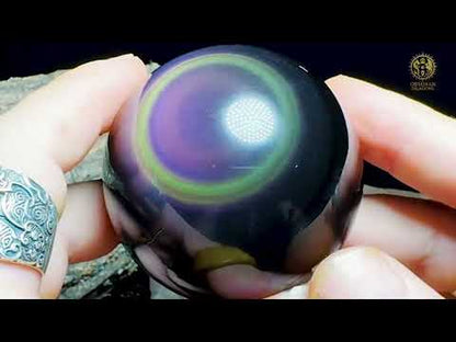 Sphère en obsidienne œil céleste exceptionnelle – jaune rare