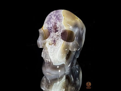 Crâne en géode d’améthyste naturelle XXL – Pièce maîtresse