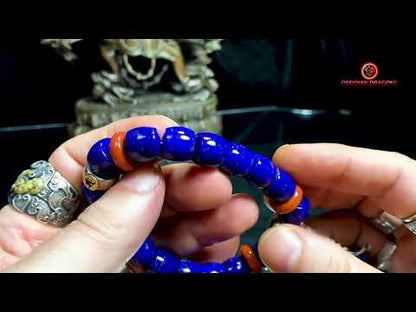 Bracelet en lapis lazuli rare- protection bouddhiste sah