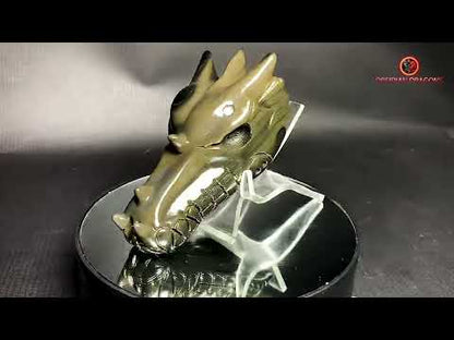 Crâne de Dragon en Obsidienne Œil Céleste - Gardien du Passage