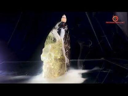 Crâne de Cristal Fontaine à Encens – Quartz Fumé & Cristal
