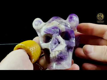 Crâne cornu en améthyste chevron - Crâne d'oracle