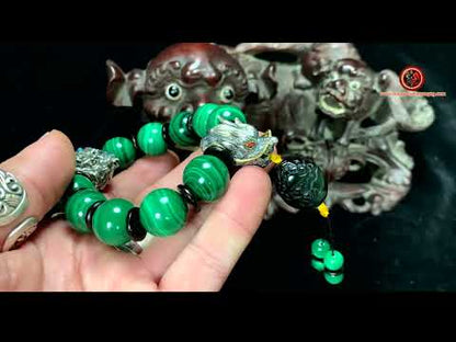 Bracelet dragon- Pixiu- perles de malachite