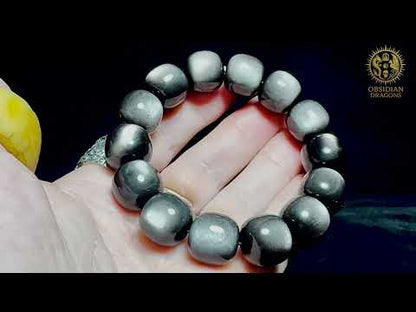 Bracelet en obsidienne argentée - Qualité exceptionnelle
