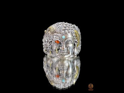 Bague Bouddha de la Dualité – Iconographie Mi Bouddha Mi Démon