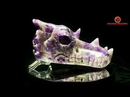 Grand crâne de dragon en améthyste- Artisanal