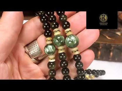 Mala en Obsidienne Œil Céleste – 108 perles - Reliquaire