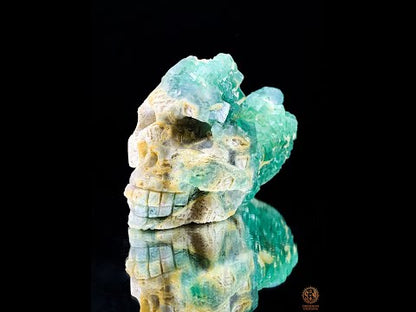 Crâne de Cristal en Fluorite Verte Brute – Esprit Ancien