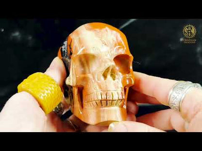 Crâne en Jaspe Rouge – Sculpture en Pierre Naturelle – Pièce Unique