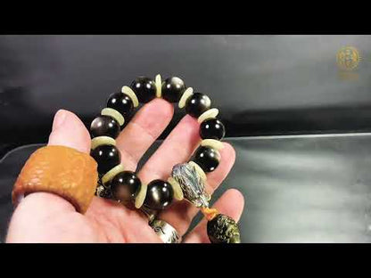 Silver Obsidian Dragon Bracelet – Silver Dragon Head