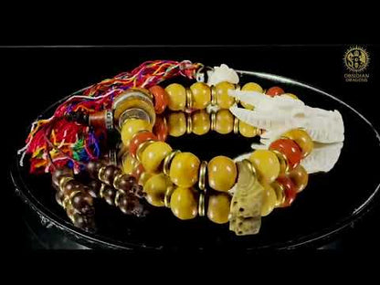 Bracelet Dragon - Bois de cerf, os, agate nan hong & DZI