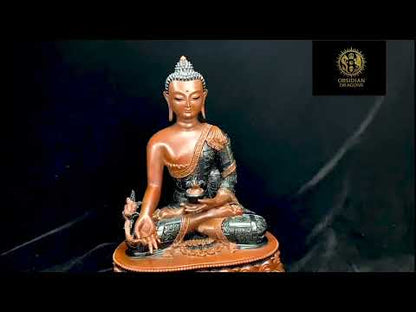 Statue du Bouddha Médecine en Bronze – Chef-d’Œuvre Tibétain