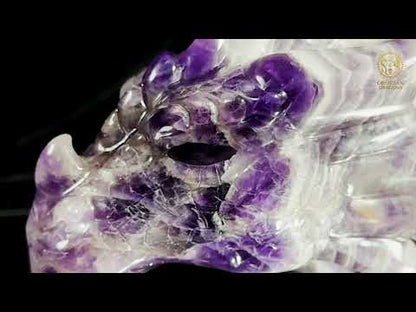 Tête de dragon en améthyste chevron - Le visionnaire