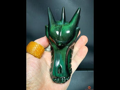 crâne de dragon en obsidienne œil céleste - Gardien Sacré