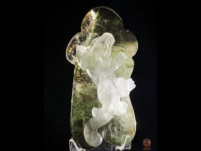 Sculpture Pixiu en Quartz Jardin – Œuvre Feng Shui rare