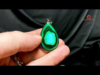 Pendentif chrysocolle malachite véritable - bijou en argent