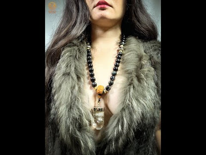 Mala Bouddhiste de Ceinture – Obsidienne – DZIS – Cristal