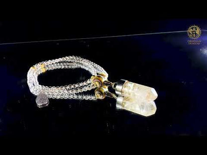 Mala en Cristal de Roche – Pointe de cristal - amulette Sak Yant