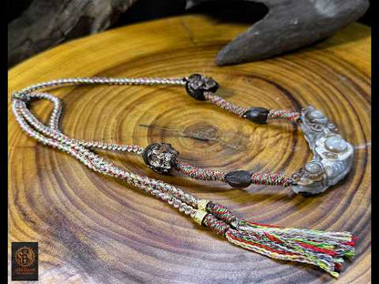 Collier tibétain Lug Mig en agate – Œil magique traditionnel