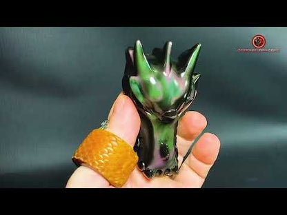 Crâne de Dragon en Obsidienne Œil Céleste – Flamme Primordiale