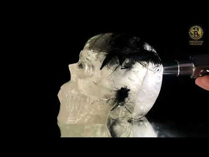 Crâne de Cristal - cristal de roche à Tourmaline Noire – Rare