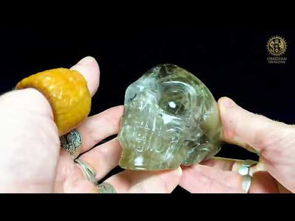 Crâne de Cristal Alien en Quartz Fumé – Reflets Arc-en-Ciel