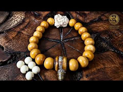 Bracelet mala Ganesh – 18 perles en os de buffle, bois de Cerf