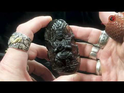 Pierre votive bouddhiste- Mahakala- Quartz fumé- Rare