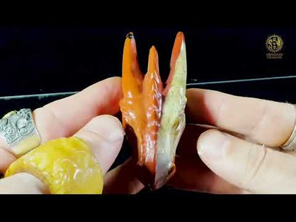 Petite tête de dragon en jaspe rouge et agate - Gardien racine