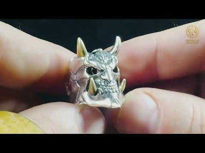 Bague démon japonais Hannya en argent 925