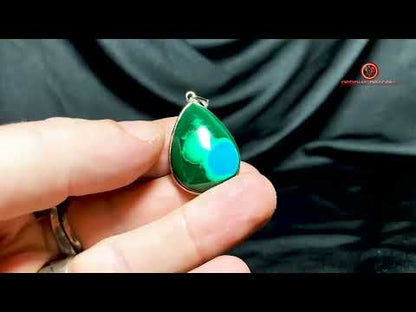 Pendentif chrysocolle malachite - création artisanale en argent