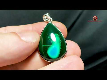 Pendentif chrysocolle malachite naturel - argent 925