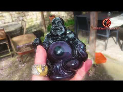 Statue de Bouddha en Obsidienne Œil Céleste – Bouddha Rieur