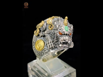 Pixiu-Ring aus 925er Silber – Feng Shui-Schutztalisman