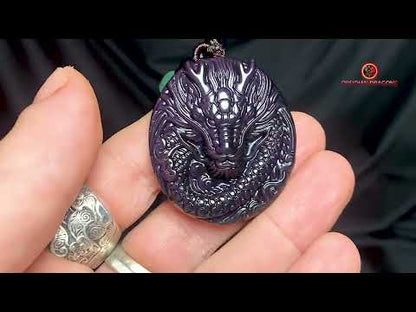 Pendentif dragon en obsidienne œil céleste - Protecteur spirituel