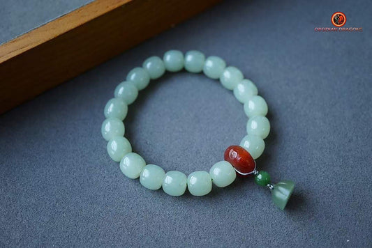 Rare Bracelet en Jade Bleu - Carpelle de Fleur de Lotus | obsidian dragons