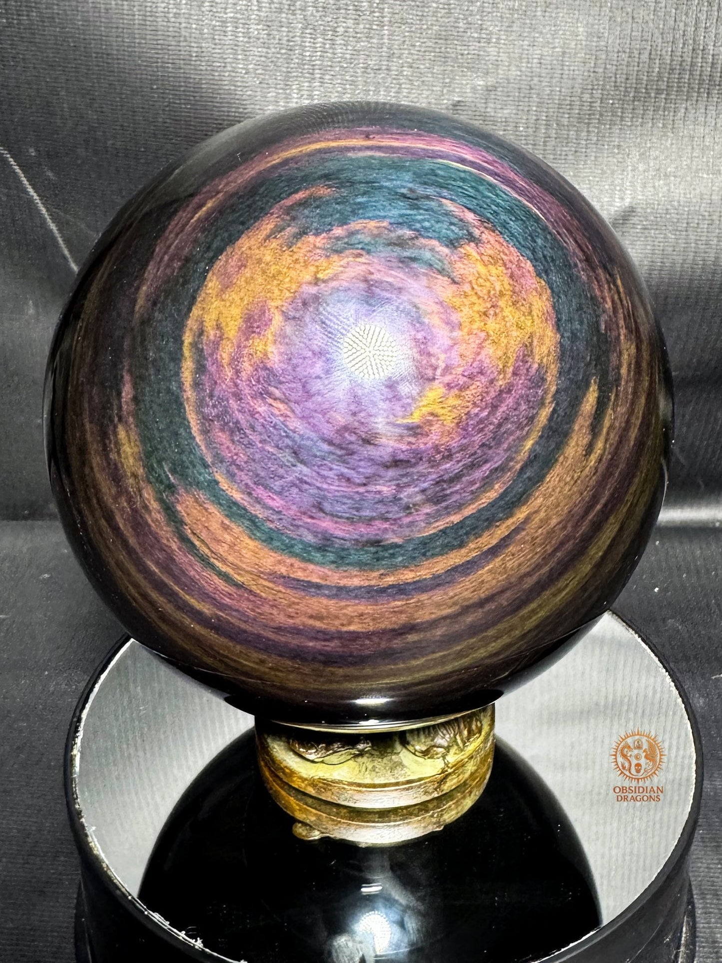 Sphère en obsidienne Manto huichol  rare 13,5 cm 2,6kg | obsidian dragons