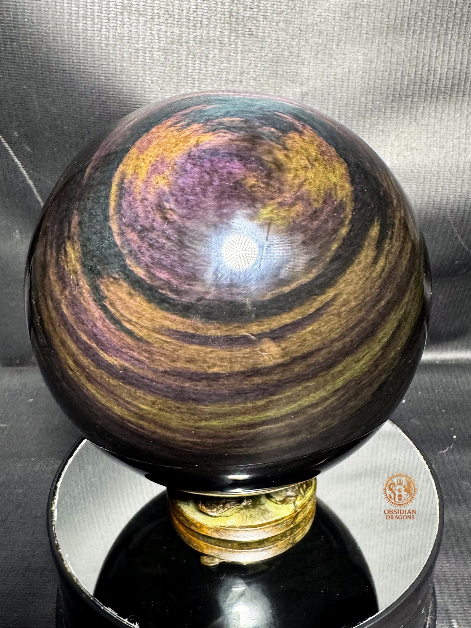 Sphère en obsidienne Manto huichol  rare 13,5 cm 2,6kg | obsidian dragons