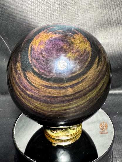 Sphère en obsidienne Manto huichol  rare 13,5 cm 2,6kg | obsidian dragons