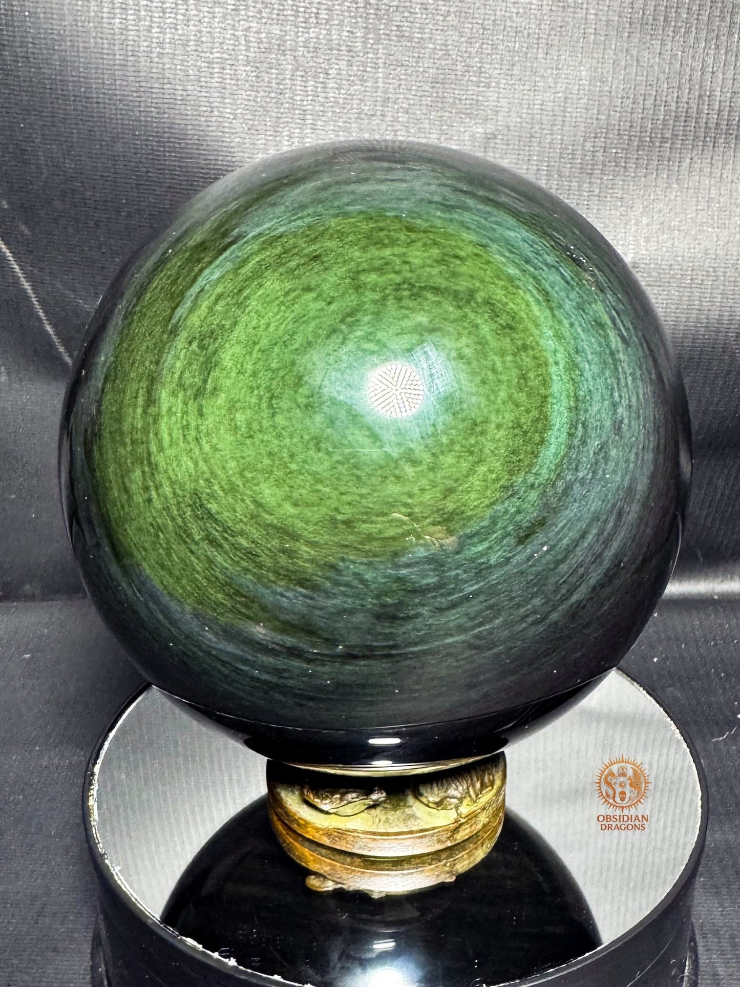 Sphère en obsidienne Manto huichol  rare 13,5 cm 2,6kg | obsidian dragons