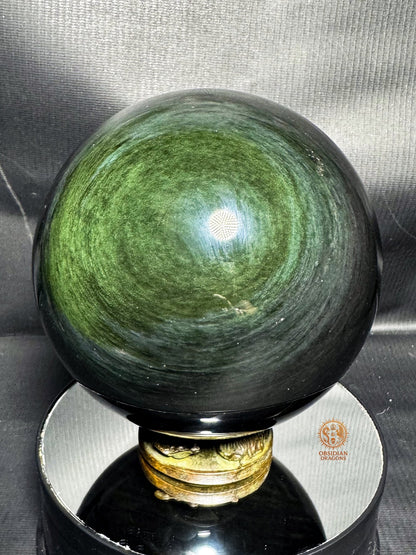 Sphère en obsidienne Manto huichol  rare 13,5 cm 2,6kg | obsidian dragons